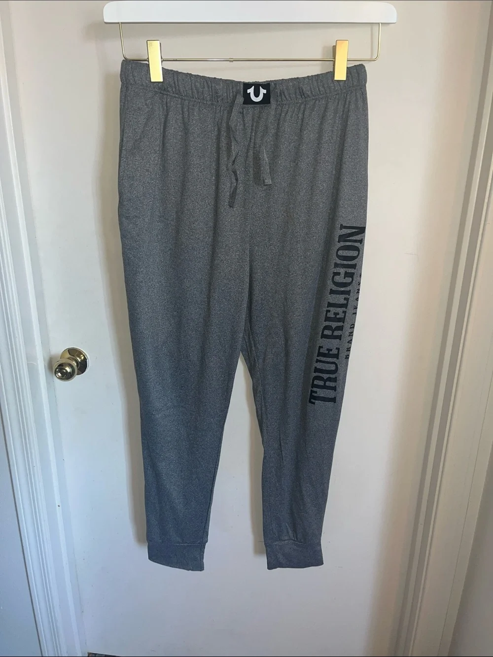 True Religion Gray Heather Logo Joggers